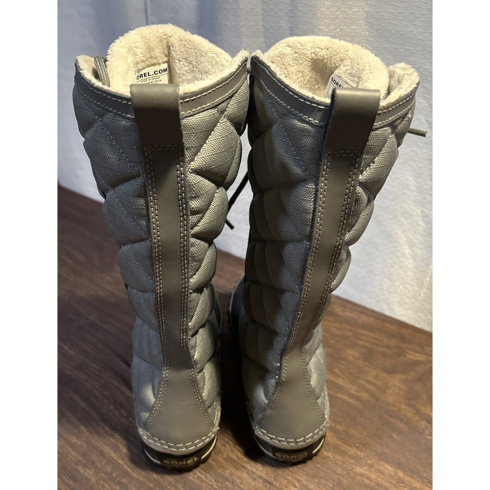 SOREL Womens Size 8 Out N About Tall Snow Boot Grey Lace-Up Quilted Lined Boots - Picture 4 of 7